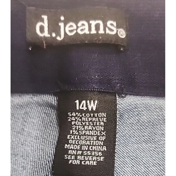 d. Jeans Blue AB Technology Tapered Leg Stretch High Rise Denim Women's 14W - Picture 8 of 10